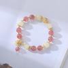 Pulsera de Cristal de Fresa Natural Badu para Mujer Pulsera de Cristal de Flor de Durazno Piedra Lunar Diseño de Nicho Ins Flor de Abeja