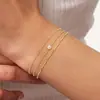 Nuevo Pulsera de Oro de 14K Estilo Ins de Amazon Pulsera de Zirconia Cadena de Perlas Millet Pulsera de Tres Piezas Tendencia Elegante