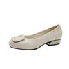 Nuevos Zapatos de Comercio Exterior Primavera 2026 Estilo Coreano Bajos para Mujer, Zapatos de Salón de Tacón Cuadrado para Madre, Zapatos Pequeños de Cuero Rojos para Mujer para Todas las Estaciones con Punta Cuadrada