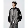 Chaqueta Suéter con Cremallera Pesada para Hombre Otoño/Invierno 2025 Nueva Versátil Casual Diseño de Bloques de Color Chaqueta de Manga Raglán