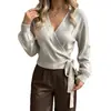 Tienda independiente de eBay: Ropa de mujer para primavera/otoño, estilo europeo y americano, top adelgazante, cárdigan de punto de manga larga a la moda, suéter de punto versátil de color liso con cuello en V