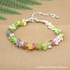 Pulseira de Cristal Natural Irregular de Pedras Strawberry Crystal Powder Ametista Quartzo Verde Corrente Lagosta