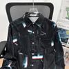 Camisa Retro de Manga Longa Estilo Japonês para Homens e Mulheres Estilo de Hong Kong Floral Fashionable Estilo Coreano Senso de Design de Nicho Camisa Solta com Gravata para o Verão