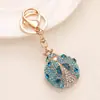 Creativo Nuevo Llavero de Mariquita de Siete Estrellas Incrustada con Diamantes para Coche, Colgante de Metal de Moda y Popular para Bolso, Regalo para Novia
