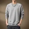 Sudadera de manga larga estilo americano de alta gama para hombre, corte holgado con diseño de paneles de color contrastante, nueva camiseta casual de cuello redondo para otoño