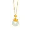 Collar Colgante de Paz de Jade Hotan Serie Diosas de las Doce Flores Plata de Ley S925 Colgante de Jade Incrustado Estilo Chino Nuevo Cadena para Clavícula