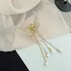 Pinza de Garra Pequeña con Borla de Alas de Ángel con Pedrería de Temperamento Flor de Perla Mariposa Diseño Coreano Pinza de Tiburón para Cabello
