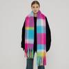 Bufanda Chal Gruesa Cálida a Cuadros Multicolor para Mujer Otoño Invierno