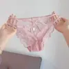 Ligeramente Ebria y Enamorada del Morado~ Sexy Braguita de Encaje para Mujer, de Tiro Bajo, Puro Deseo, Corte Cruzado, Transpirable, Algodón Puro en la Zona Íntima para Mujer