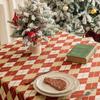 Mantel Navideño Transfronterizo con Ambiente Festivo, Tacto de Terciopelo de Alta Gama, Cubierta para Mesa de Café, Mantel con Patrón de Diamantes Rojos