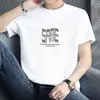 Camiseta de Algodón Puro de Manga Corta para Hombre en Verano, Cuello Redondo Holgado, Camiseta de Algodón de Manga Media con Estampado Divertido de Letras, Top de Moda