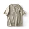 Verano Nuevo Estilo Americano Retro Camiseta Henry de Manga Corta para Hombre Ami Kaji Algodón Puro Pesado Lavado a Color