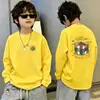 Camiseta Esportiva Manga Longa Estilo Coreano Outono Inicial para Meninos 2026 Nova Infantil Adolescente Algodão Puro Solta Casual Top Tendência
