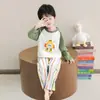 Pijama Infantil para Meninos, Algodão Primavera e Outono 2026 Novo Estilo, Desenho Egg Boy Manga Longa Calça Longa Conjunto para Dormir em Casa