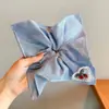 Scrunchie lenço quadrado estilo pastoral francês para meninas e crianças, elástico de cabelo doce com laço para coques, acessório de cabelo