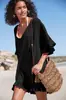 Biquíni de Algodão Rústico com Decote V Estilo Novo Europeu e Americano, Saída de Praia para Cavalgada, Blusa de Praia, Cobertura para Roupa de Banho de Férias, Proteção Solar Feminina