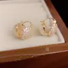 Brincos de luxo com design de nicho, de luxo, de alta qualidade, com fivela de orelha dupla face, de zircônia cúbica, temperamento doce e requintado
