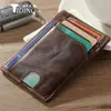 Tiding Portatarjetas Retro de Cuero Genuino Transfronterizo Portafolletos Multifuncional con Clip para Dinero Funda para Tarjetas Monedero de Piel de Vaca Regalo Venta al por Mayor