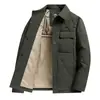 Chaqueta ligera de algodón con cuello para hombre, adecuada para personas de mediana edad y mayores, una cálida prenda de abrigo para otoño e invierno con forro de lana