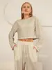 Trajes de Mujer Europeos y Americanos Nuevos Primavera/Verano 2026 Transfronterizos, Estilo de Moda y Sencillo, Corte Ajustado, Suéter Holgado, Mangas Largas, Pantalones Largos