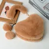 Peluche de Conejo de Imitación Moda Portátil Bolsa de Amor Lindo Bolso Portátil en Forma de Corazón para Mujer Hombro Cruzado Gran Capacidad Bolso de Mujer