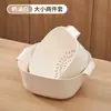 Juego de Cuatro Piezas de Lavabo de Doble Capa para Verduras y Cesta Escurridora Multifuncional Cocina Hogar Nuevo Recipiente para Frutas Sala de Estar Canasta para Lavar Verduras