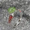Anillo Guochao Método Antiguo Chapado en Oro Esmalte Incrustado Diario Personalizado Anillo de Carpa de la Suerte Estilo Chino Retro Adornos para Dedos Qipao