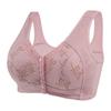 Nuevo sujetador de talla grande con hebilla frontal de copa de algodón suave estampado para mujeres de mediana edad y mayores, ropa interior inalámbrica con tirantes anchos para los hombros