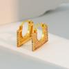 Aretes de Hebilla para Oreja de Bolsa Cuadrada de Diamantes Completos con Fragancia de Estilo Europeo y Americano para Mujer, Aretes Simples de Banquete Elegantes de Alta Lujo a la Moda Ins