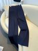 Calça Pantalona para Mulheres, Calça Longa Solta de Cintura Alta para Outono, Novo Estilo 2026, Calça Reta Retro Azul, Calça Casual Fluida e Elegante