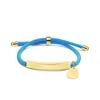 Pulsera de Cuerda de Mano Multicolor Transfronteriza Europea y Americana Material en Blanco Listo para Usar Accesorios de Corazón Oblicuo Grabado Regalo Pulsera de Acero Inoxidable