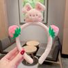 Internet-famoso morango urso desenhos animados pelúcia banda de cabelo mulheres aplicar máscara antiderrapante bonito pacote de cabelo grampo de cabelo crianças lavagem facial headband