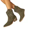Botines Melard Botines Vaqueros para Mujer, Botines Cortos Bordados para Otoño e Invierno con Punta Fina, Tacón Medio, Ante, Botines Pequeños