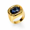 Anillo Geométrico Redondo de Acero de Titanio y Circonita Estilo Ins Europeo y Americano, Joyería para Mujer Moderna y de Alta Gama en Oro de 18K, Resistente al Agua y que No se Desvanece