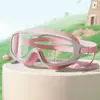 Óculos de natação infantis, à prova d'água, antiembaçantes, alta definição, óculos de natação de armação grande, touca de natação, óculos de mergulho para meninos e meninas, equipamento de natação
