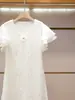 Vestido de Verão Novo de Renda Crochê com Mangas Bufantes e Decote V, Moda Elegante Francesa, Roupas Femininas de Alta Qualidade de Shenzhen Nanyou