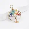 Pedra Natural Cristal Pedrisco Enrolado em Seda Colorido Árvore da Vida Pingente Colar Acessórios Árvore da Fortuna em Forma de Coração Pingente de Bolsa