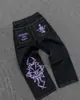 E-commerce Transfronteiriço Jeans Big Boy Y2K Harajuku Hip-Hop Bordados Jeans Largos Street Calças de Cintura Alta Wide-Leg