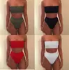 Ebay Aliexpress Primavera e Verão Sexy Cor Sólida Tomara que Caia Separados Maiô de Duas Peças Pronta Entrega Venda Direta da Fábrica