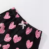 Conjunto de Pijama de Top Camisola y Shorts con Estampado de Corazones Estilo Europeo y Americano 2025 Estilo Puro Deseo