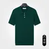 Camiseta masculina de manga curta de verão, camisa polo refrescante de seda gelada, gola com meio botão respirável, top casual de negócios masculino, atacado
