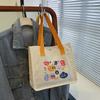 Bolsa de Lona de Produtos de Fábrica Bolsa Portátil para Mamãe Bolsa Quadrada Pequena Estilo Coreano Nova Bolsa de Ombro Portátil para Almoço Bolsa de Mão