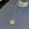 Douyin Celebridade da Internet Transmissão ao Vivo Colar Dobrável de Duas Formas Flor de Quatro Folhas em Forma de Coração Design Personalizado Feminino Coração de Diamante Brilhante Corrente Clavicular