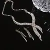 Aretes Colgantes con Borla en Forma de Gota de Agua Incrustada de Diamantes Estilo Francés Retro Palacio Cadena para Clavícula Lujo Accesible Traje de Alta Gama para Mujer