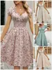 Ropa de mujer europea y americana Amazon transfronteriza nuevo retro floral manga abullonada vestido francés comercio exterior explosiones estación independiente