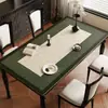 Mantel Protector de Mesa de Comedor de Lujo Ligero Estilo Retro Francés de Gama Alta, Impermeable, Resistente al Aceite, Lavable, Resistente al Calor, Cuero, Estilo Vintage