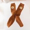 Meias Femininas de Barril Longo Novo Coreano Desenho Animado Cabeça de Urso Rotulagem Meninas Meias Pais Meias de Comprimento Médio Meias Estilo Japonês da Moda