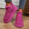 Botas de Nieve para Mujer Invierno Cálidas Talla Grande Zapatos de Algodón para Mujer 2026 Nuevo Estilo de Invierno Color Puro Banda Elástica Suela Plana Caña Corta Botas de Algodón