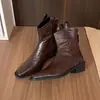 Nuevas botas Chelsea retro ultrasuaves para mujer, botas vaqueras estilo western con tacón grueso y corte en V, botas ajustadas plisadas, botines de punta fina con corte en V