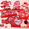 5 Regalos de Base de Letra para Pareja del Día de San Valentín Adornos de Madera con Base Set de Adornos de Madera de Escritorio para el Día de San Valentín